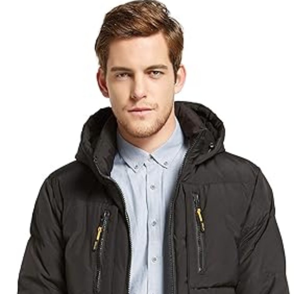 Orolay Men's Thickened Down Jacket Hooded Winter Puffer Jacket with 6 Pockets (B